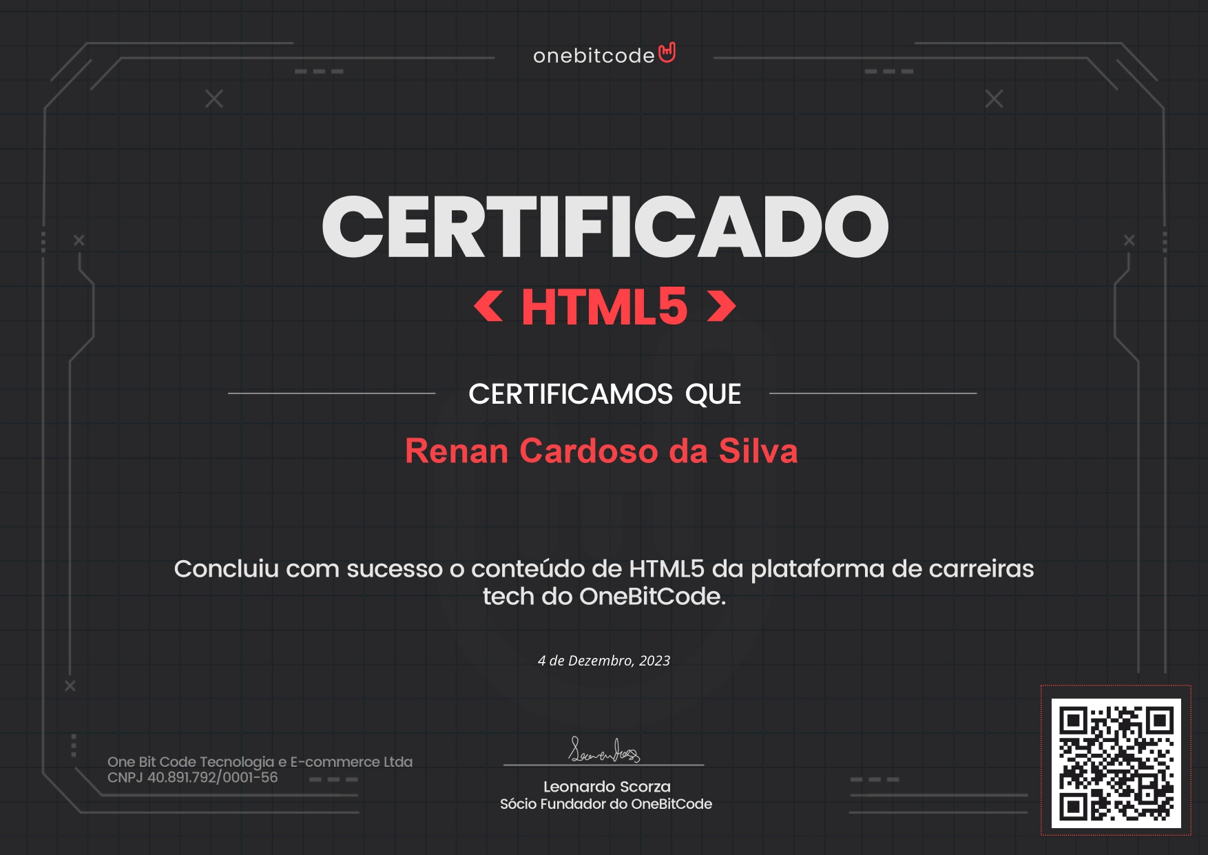 certificado HTML